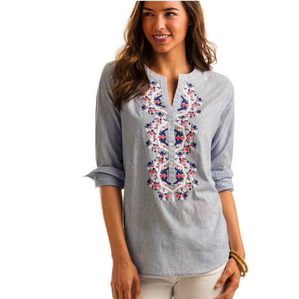 Vineyard Vines Neon Embroidered striped top